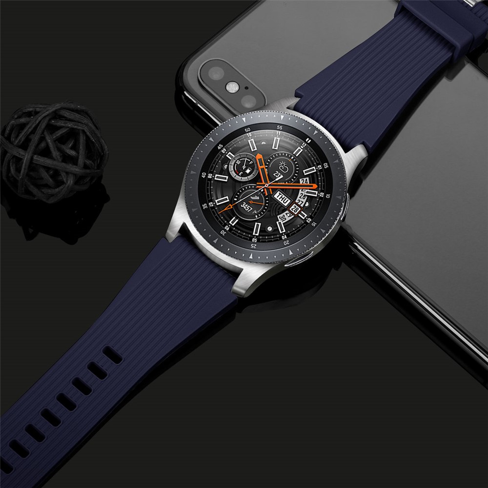Vertical Stripe Texture Silicone Watch Strap Band for Samsung Galaxy Watch 46mm - Dark Blue-6