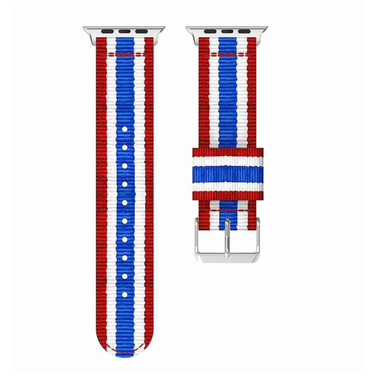 Stripe Style Nylon Replacement Watch Strap Band for Apple Watch Series 4 44mm / Series 3 2 1 42mm - Red / White / Blue-4