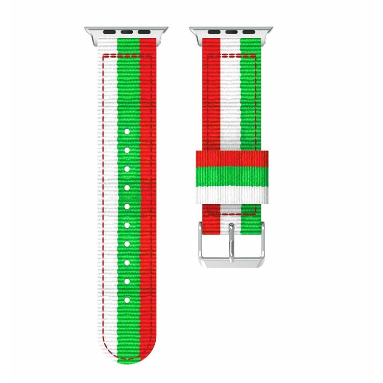 Stripe Style Adjustable Nylon Watch Bracelet for Apple Watch Series 4 40mm / Series 3 2 1 38mm Watch - White / Green / Red-4