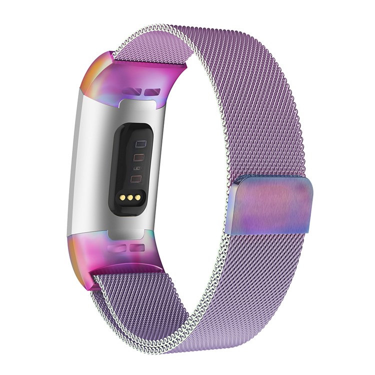 Luxury Milanese Metal Magnetic Wristwatch Strap Replacement for Fitbit Charge 3 - Size: S / Multi-color-2