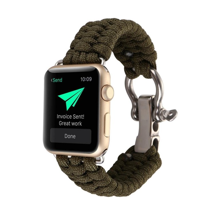 

Nylon Rope Braided Wrist Band Strap Outdoor Sports Emergency Rope for Apple Watch Series 4 40mm, Series 3 / 2 / 1 38mm - Army Green