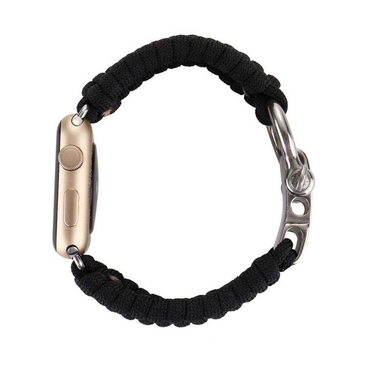 Outdoor Sports Emergency Rope Nylon Braided Watch Strap for Apple Watch Series 4 44mm, Series 3 / 2 / 1 42mm - All Black-3