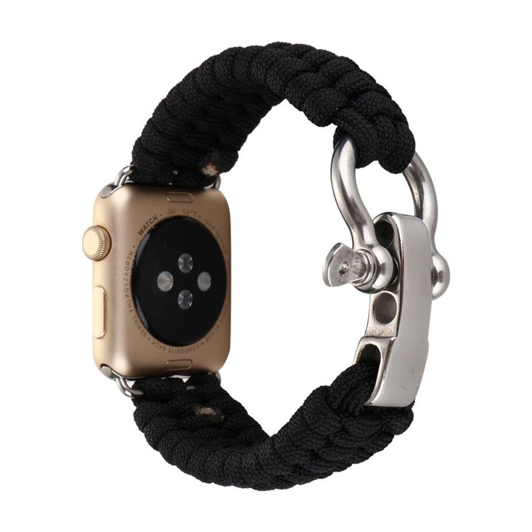Outdoor Sports Emergency Rope Nylon Braided Watch Strap for Apple Watch Series 4 44mm, Series 3 / 2 / 1 42mm - All Black-4