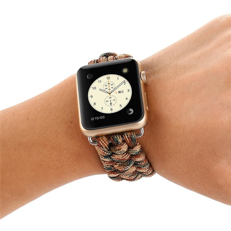 Nylon Braided Watch Strap Band Outdoor Sports Emergency Rope for Apple Watch Series 4 44mm, Series 3 / 2 / 1 42mm - Jungle Camouflage-4