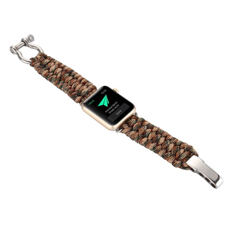 Nylon Braided Watch Strap Band Outdoor Sports Emergency Rope for Apple Watch Series 4 44mm, Series 3 / 2 / 1 42mm - Jungle Camouflage-5