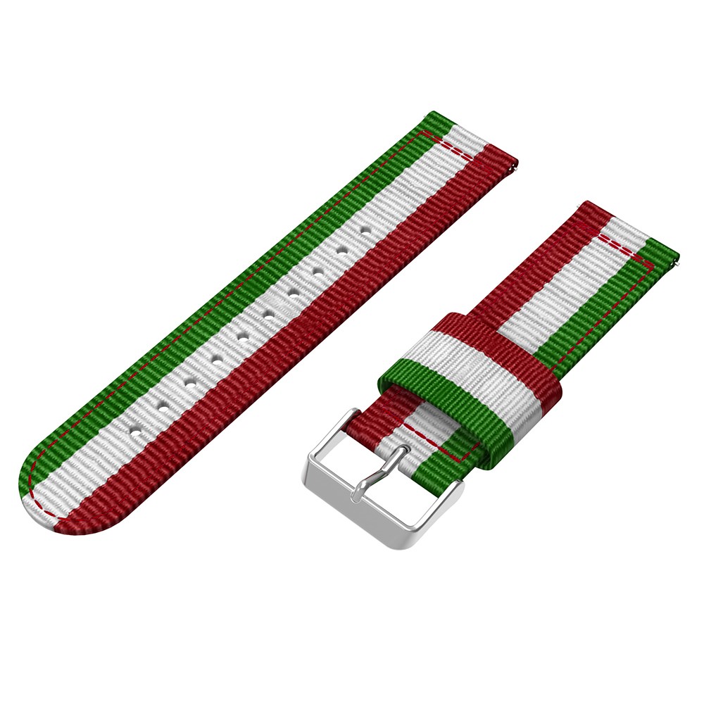 Adjustable Nylon Replacement Watch Band Replacement for Samsung Galaxy Watch 46mm, Width: 22mm - Green / White / Red-2