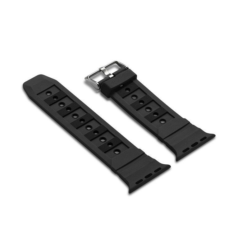 Dual-color Concavo-convex Silicone Watch Band Strap for Apple Watch Series 4 40mm / Series 3 2 1 38mm - All Black-6