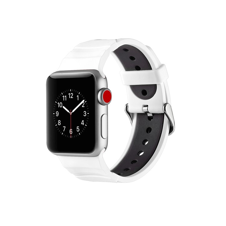 Dual-color Concavo-convex Silicone Watch Wrist Strap for Apple Watch Series 4 40mm / Series 3 2 1 38mm - White/Black-2