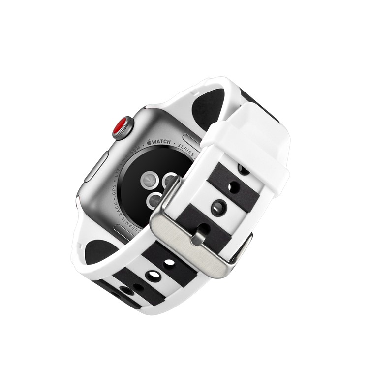 Dual-color Concavo-convex Silicone Watch Wrist Strap for Apple Watch Series 4 40mm / Series 3 2 1 38mm - White/Black-3