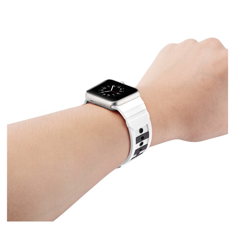 Dual-color Concavo-convex Silicone Watch Wrist Strap for Apple Watch Series 4 40mm / Series 3 2 1 38mm - White/Black-7