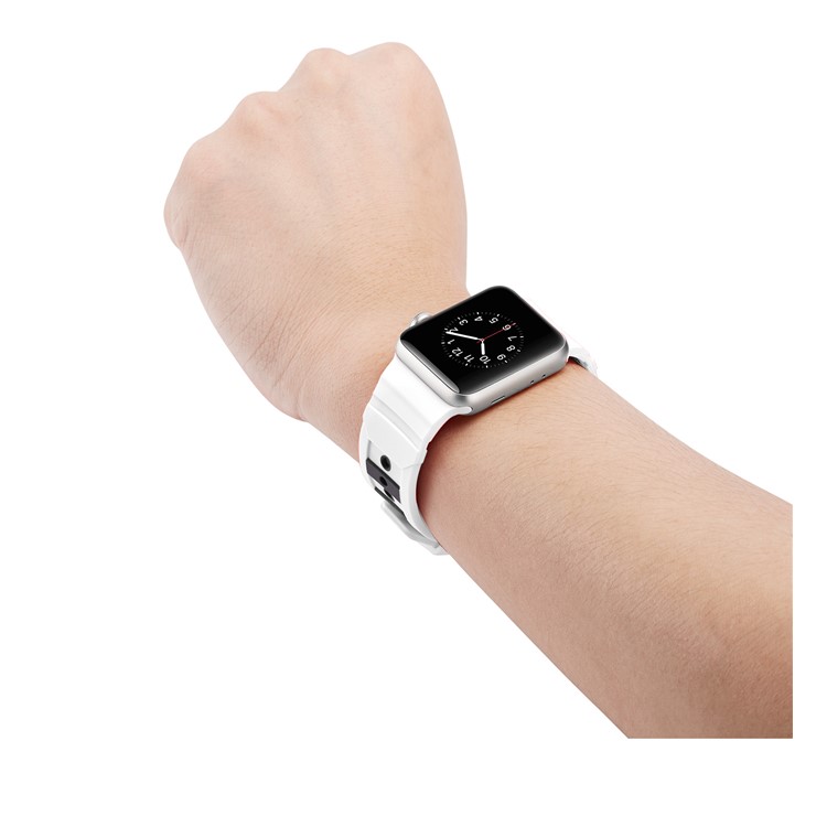 Dual-color Concavo-convex Silicone Watch Wrist Strap for Apple Watch Series 4 40mm / Series 3 2 1 38mm - White/Black-8
