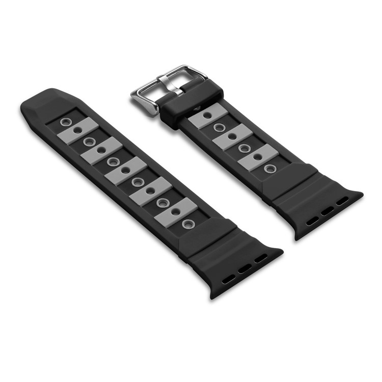 Concavo-convex Dual-color Silicone Watch Band for Apple Watch Series 4 40mm / Series 3 2 1 38mm - Black/Grey-3