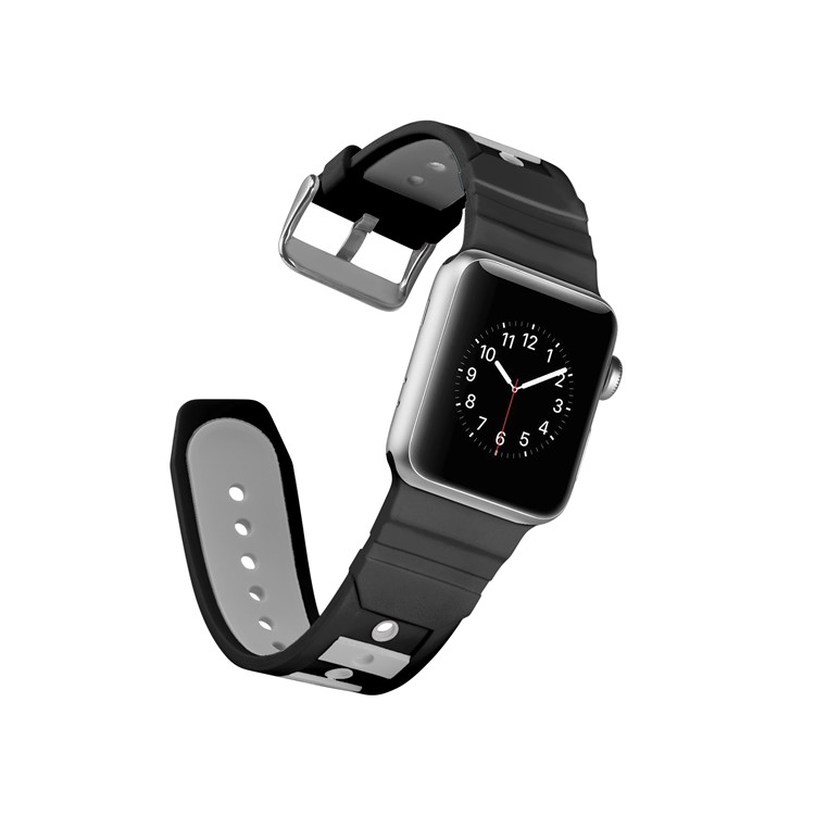 Concavo-convex Dual-color Silicone Watch Band for Apple Watch Series 4 40mm / Series 3 2 1 38mm - Black/Grey-4
