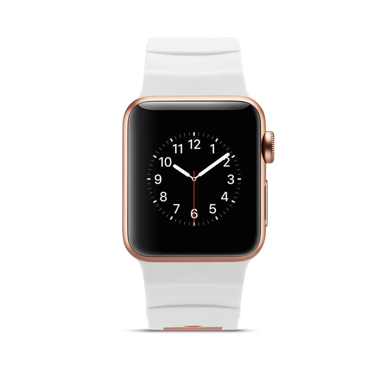 Dual-color Concavo-convex Silicone Wrist Watch Band for Apple Watch Series 4 44mm / Series 3 2 1 42mm - White / Pink-4