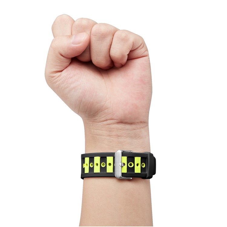 Dual-color Concavo-convex Silicone Watch Replacement Band for Apple Watch Series 4 44mm / Series 3 2 1 42mm - Black / Yellow-2