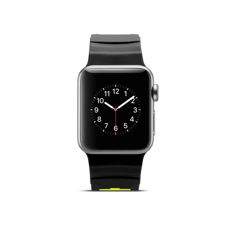Dual-color Concavo-convex Silicone Watch Replacement Band for Apple Watch Series 4 44mm / Series 3 2 1 42mm - Black / Yellow-3