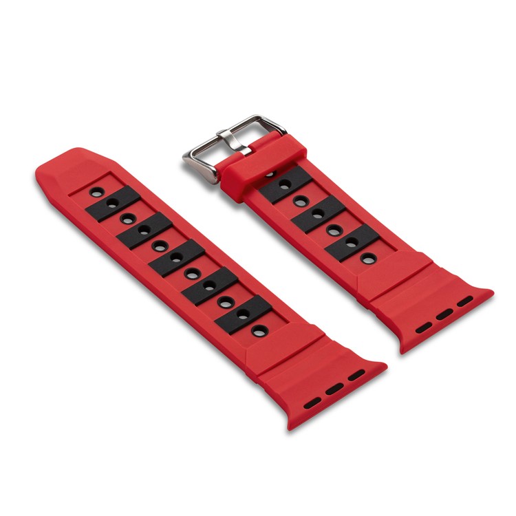Dual-color Concavo-convex Silicone Wrist Band for Apple Watch Series 4 44mm / Series 3 2 1 42mm - Red / Black-3