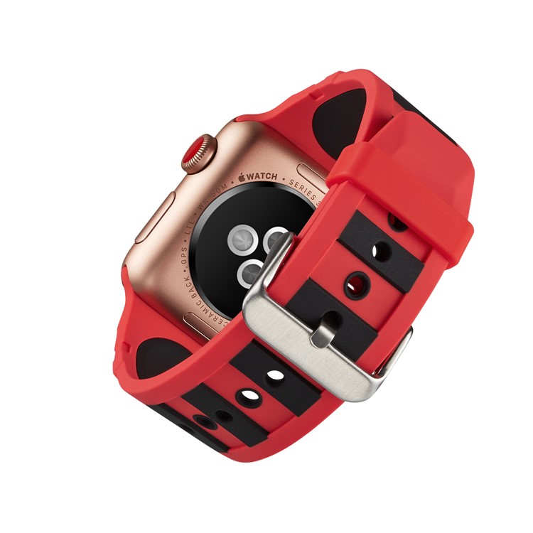 Dual-color Concavo-convex Silicone Wrist Band for Apple Watch Series 4 44mm / Series 3 2 1 42mm - Red / Black-5