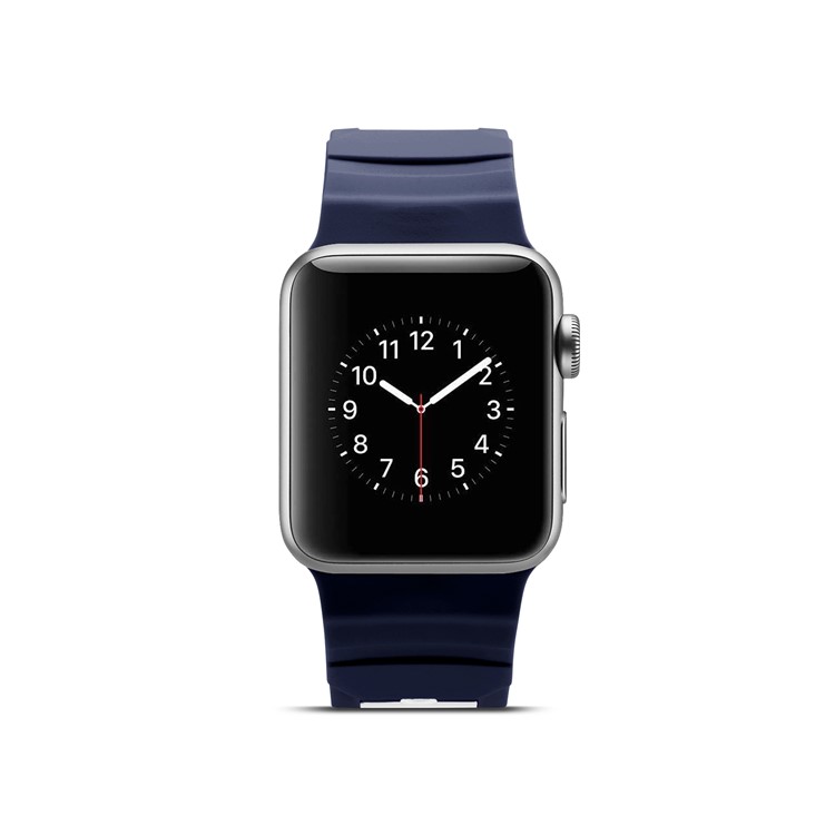 For Apple Watch Series 4 44mm / Series 3 2 1 42mm Dual-color Concavo-convex Silicone Flexible Wristwatch Band Strap - Blue / White-3