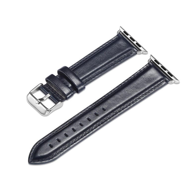Top Layer Crazy Horse Texture Cowhide Leather Watch Band Replacement for Apple Watch Series 4 44mm, Series 3 / 2 / 1 42mm - Blue-3
