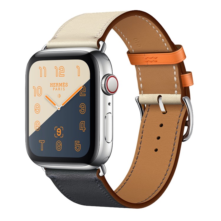 PU Leather Wristwatch Strap Adjustable Size for Apple Watch Series 4 44mm, Series 3 / 2 / 1 42mm - Beige / Dark Blue-1