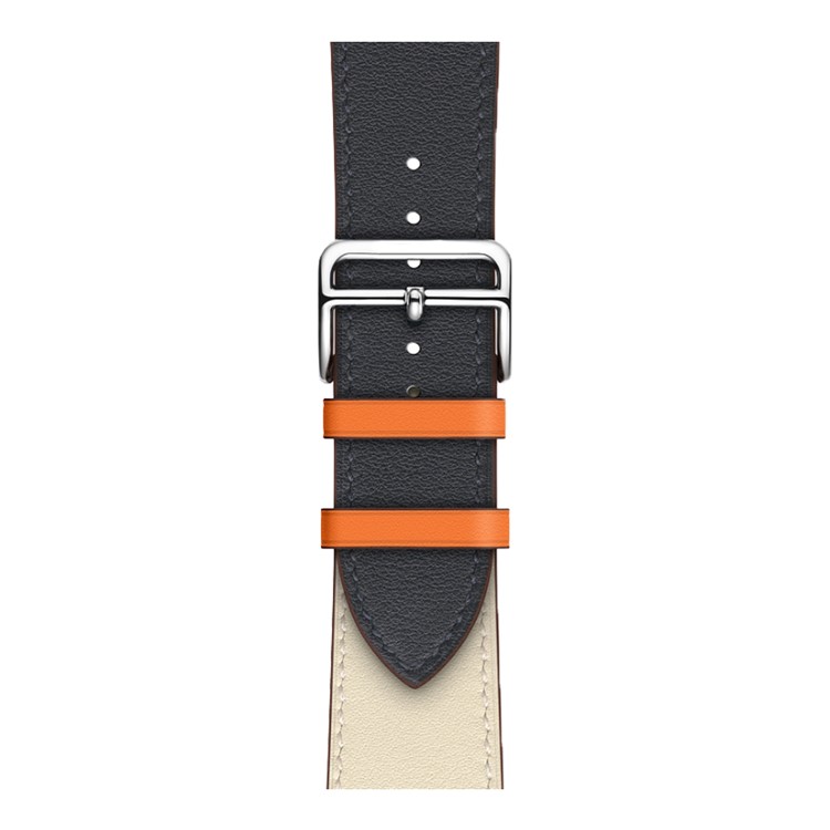PU Leather Wristwatch Strap Adjustable Size for Apple Watch Series 4 44mm, Series 3 / 2 / 1 42mm - Beige / Dark Blue-3