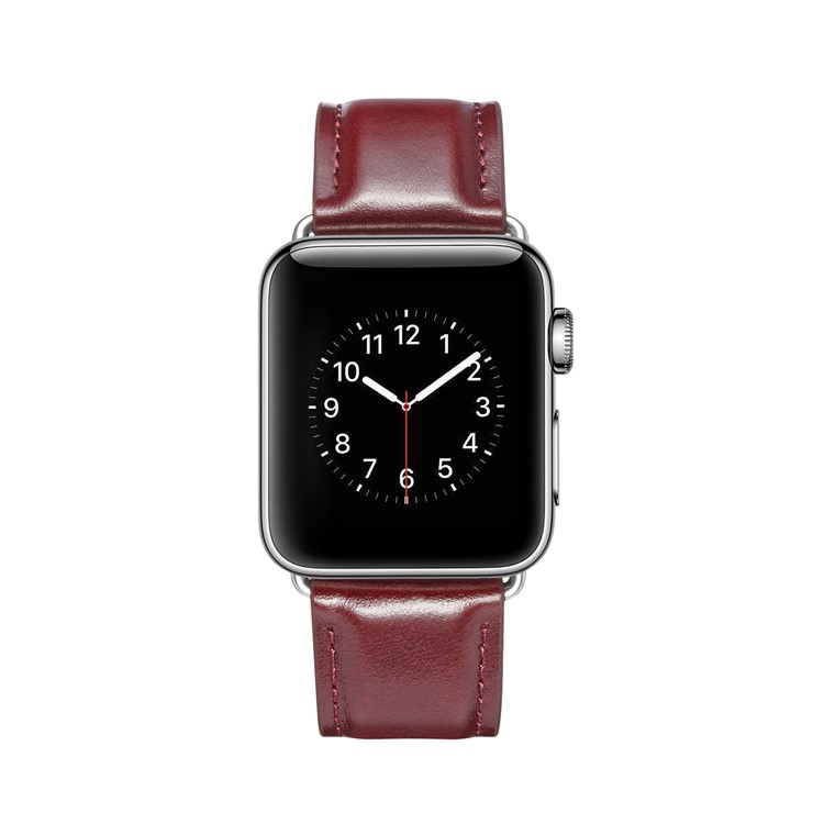 Top Layer Crazy Horse Texture Cowhide Leather Watch Strap for Apple Watch Series 4 40mm / Series 3 2 1 38mm - Red-4