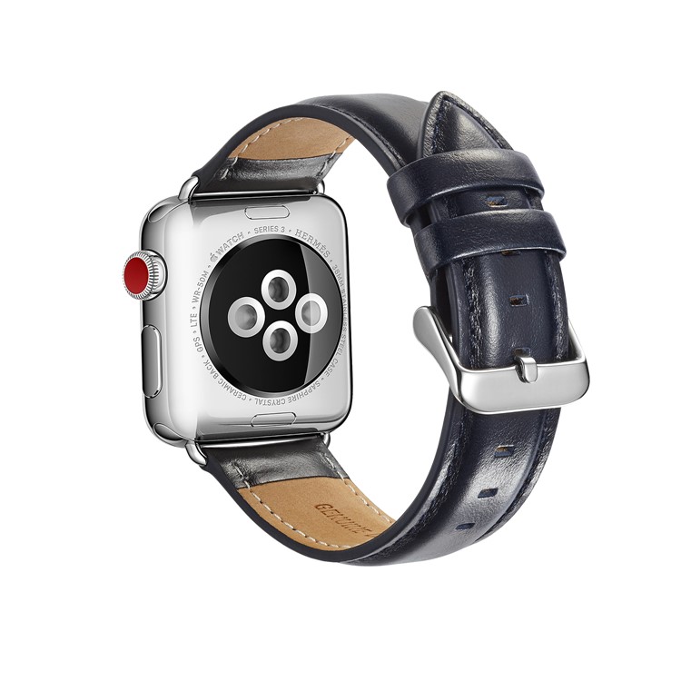 Top Layer Crazy Horse Texture Cowhide Leather Wristwatch Band for Apple Watch Series 4 40mm / Series 3 2 1 38mm - Blue-1