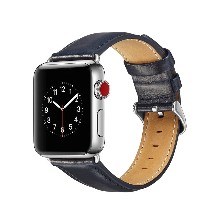 Top Layer Crazy Horse Texture Cowhide Leather Wristwatch Band for Apple Watch Series 4 40mm / Series 3 2 1 38mm - Blue-2