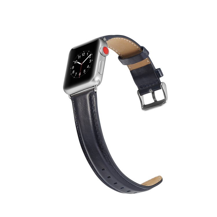 Top Layer Crazy Horse Texture Cowhide Leather Wristwatch Band for Apple Watch Series 4 40mm / Series 3 2 1 38mm - Blue-5