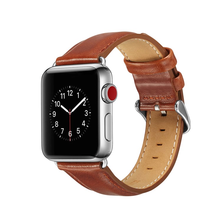 Top Layer Crazy Horse Texture Cowhide Leather Wristwatch Strap for Apple Watch Series 4 40mm / Series 3 2 1 38mm - Brown-2