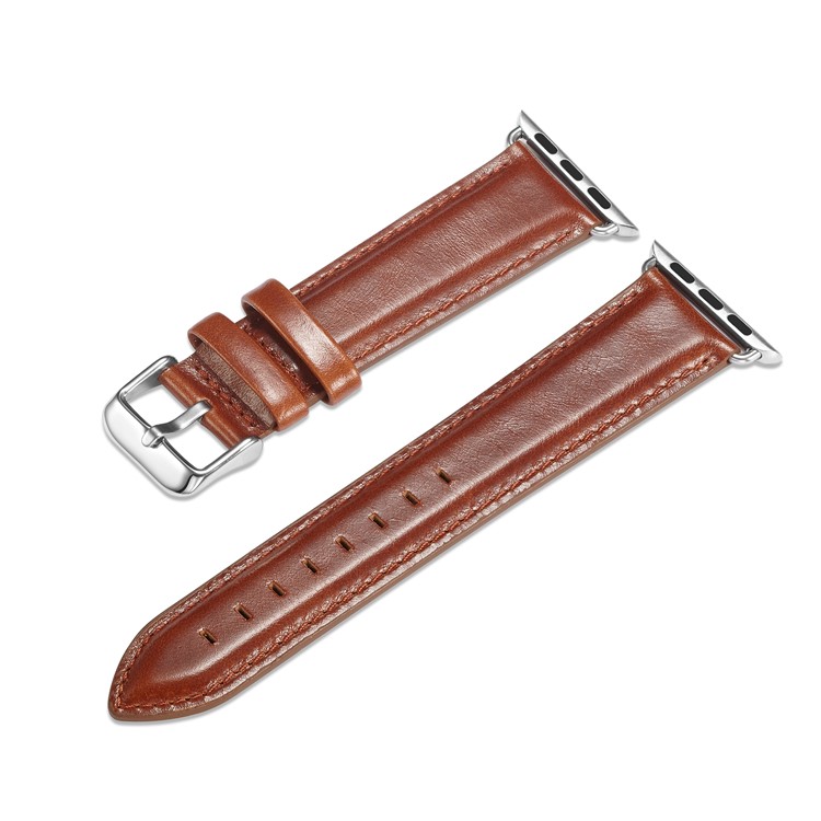 Top Layer Crazy Horse Texture Cowhide Leather Wristwatch Strap for Apple Watch Series 4 40mm / Series 3 2 1 38mm - Brown-3
