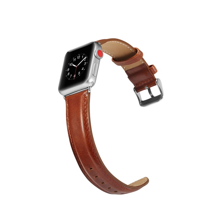 Top Layer Crazy Horse Texture Cowhide Leather Wristwatch Strap for Apple Watch Series 4 40mm / Series 3 2 1 38mm - Brown-5