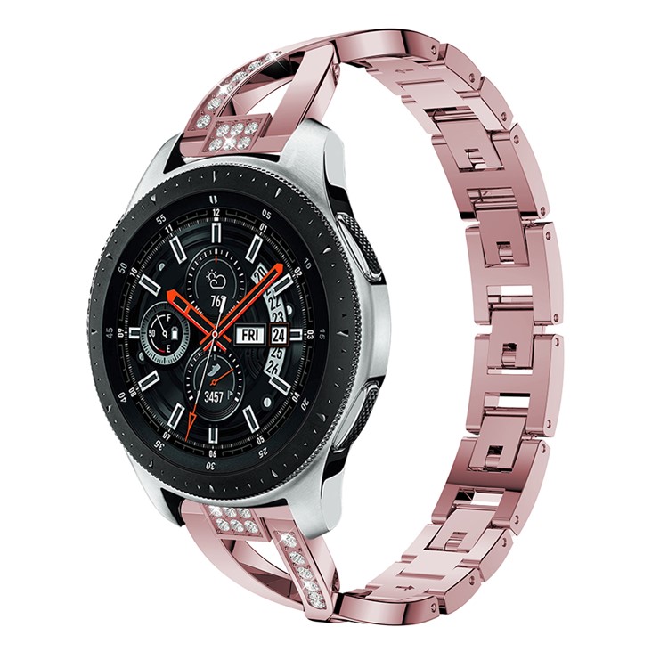 X-shape Alloy Watch Band Strap with Rhinestone Decoration for Samsung Galaxy Watch 46mm - Pink-3