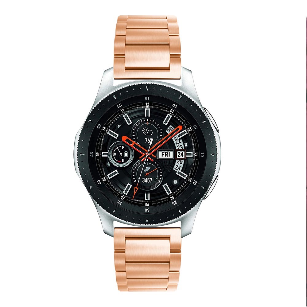 Per Samsung Galaxy Watch 46mm In Acciaio Inox A Tre Talloni Cinturino Da Polso Cinturino Da Polso 22mm - Oro Rosa-2