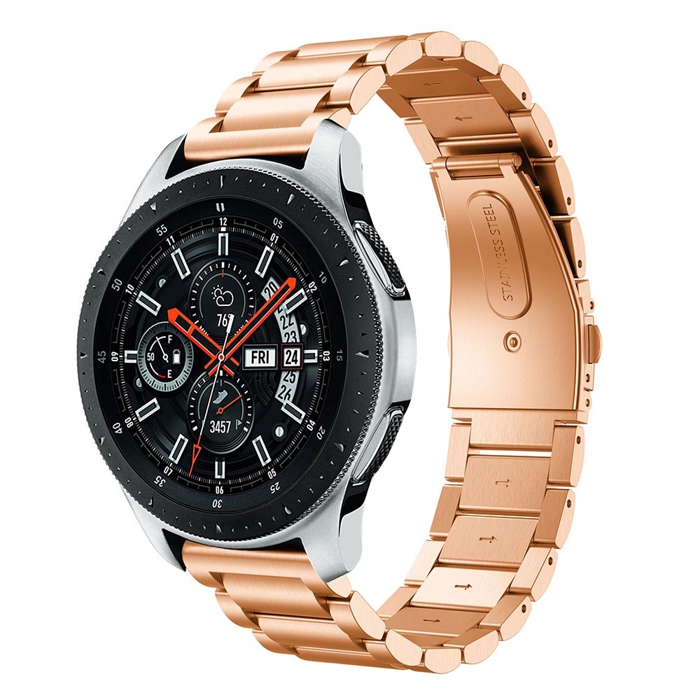 Per Samsung Galaxy Watch 46mm In Acciaio Inox A Tre Talloni Cinturino Da Polso Cinturino Da Polso 22mm - Oro Rosa-3