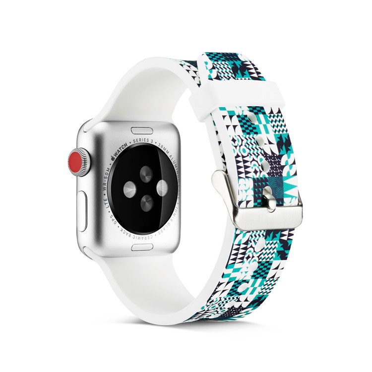 Pattern Printing Soft Silicone Watch Wrist Strap for Apple Watch Series 4 40mm / Series 3 2 1 38mm - Geometric Pattern-1