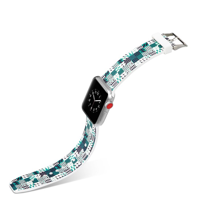 Pattern Printing Soft Silicone Watch Wrist Strap for Apple Watch Series 4 40mm / Series 3 2 1 38mm - Geometric Pattern-3