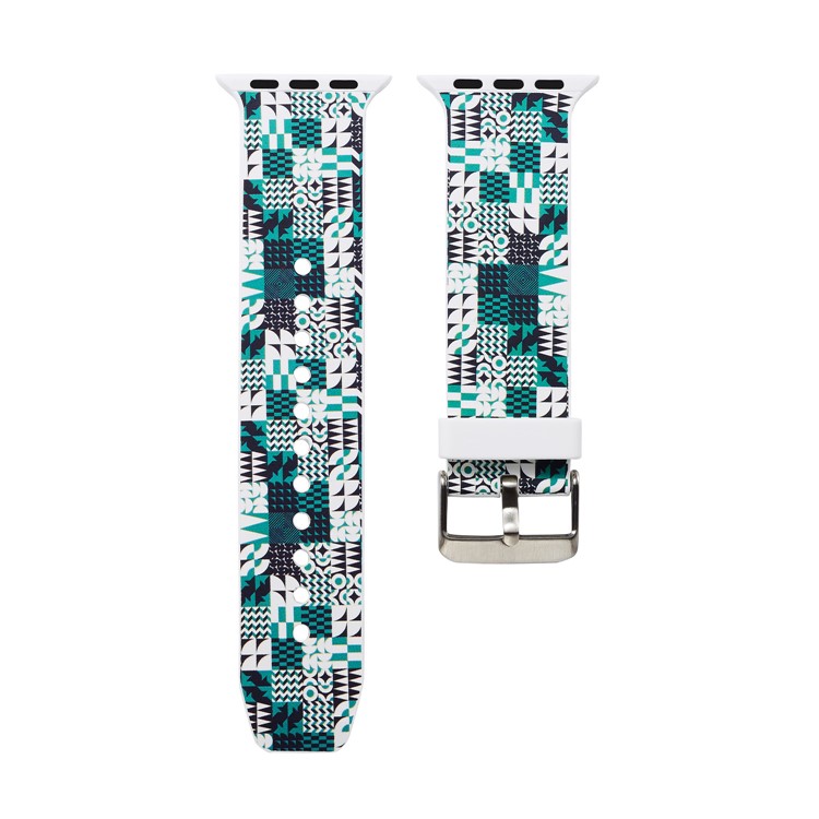 Pattern Printing Soft Silicone Watch Wrist Strap for Apple Watch Series 4 40mm / Series 3 2 1 38mm - Geometric Pattern-4