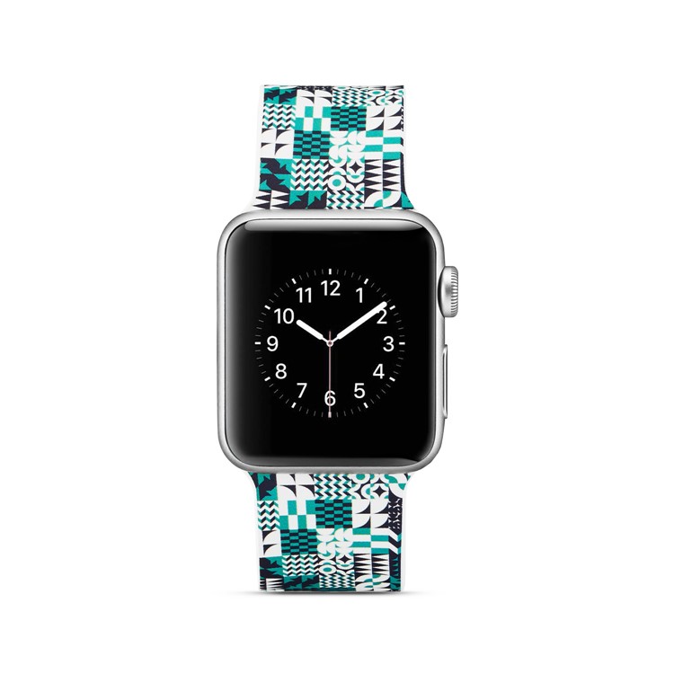 Pattern Printing Soft Silicone Watch Wrist Strap for Apple Watch Series 4 40mm / Series 3 2 1 38mm - Geometric Pattern-5