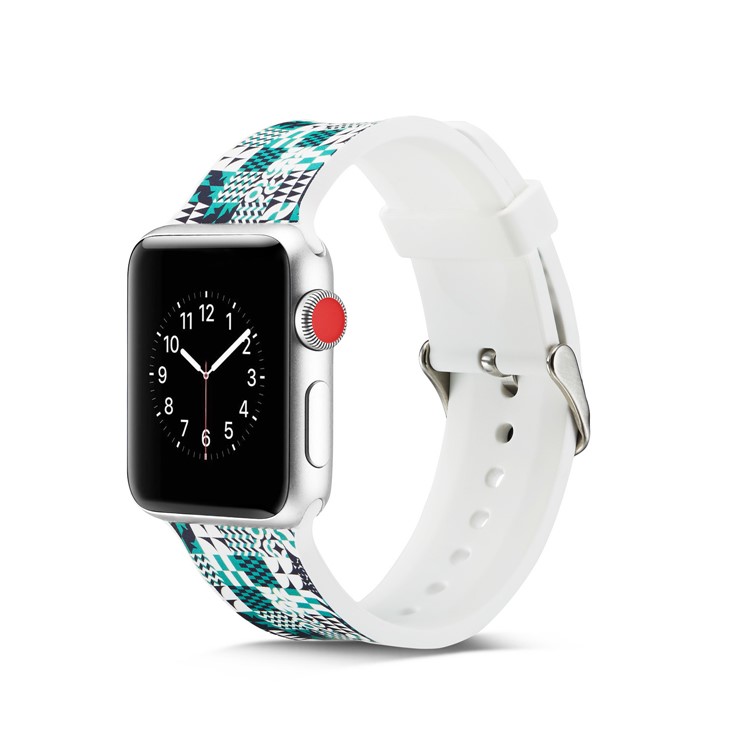 Pattern Printing Soft Silicone Watch Wrist Strap for Apple Watch Series 4 40mm / Series 3 2 1 38mm - Geometric Pattern-6