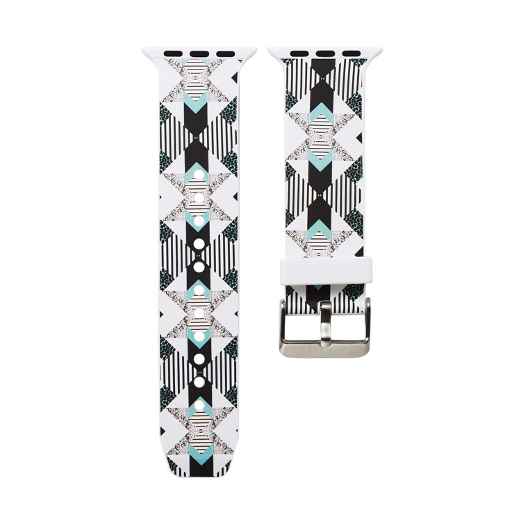 Pattern Printing Silicone Watch Wrist Strap for Apple Watch Series 4 40mm / Series 3 2 1 38mm - Vertical Stripe-7