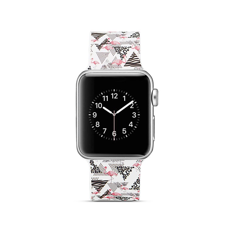 Pattern Printing Soft Silicone Wrist Strap Part for Apple Watch Series 4 40mm / Series 3 2 1 38mm - Flamingo-3