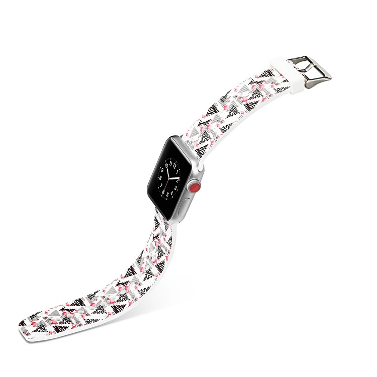 Pattern Printing Soft Silicone Wrist Strap Part for Apple Watch Series 4 40mm / Series 3 2 1 38mm - Flamingo-5