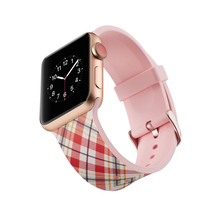 Patterned Silicone Wrist Strap for Apple Watch Series 4 40mm / Series 3 2 1 38mm - Colorized Lattices-2
