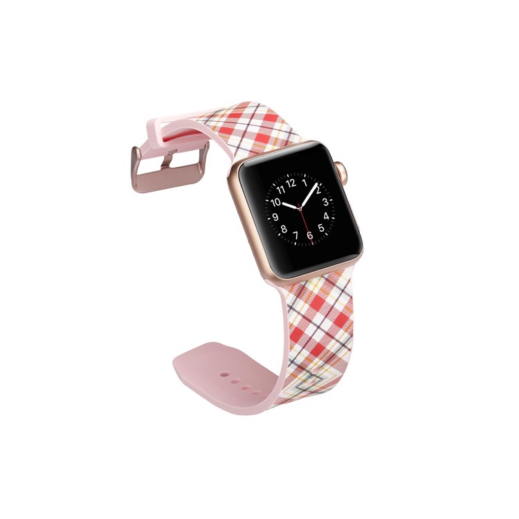 Patterned Silicone Wrist Strap for Apple Watch Series 4 40mm / Series 3 2 1 38mm - Colorized Lattices-3
