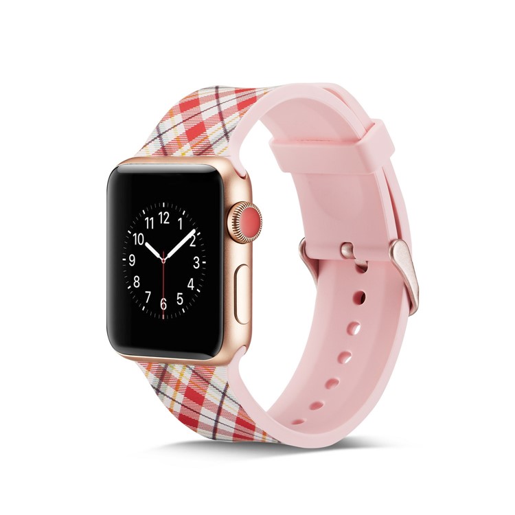 Patterned Silicone Wrist Strap for Apple Watch Series 4 40mm / Series 3 2 1 38mm - Colorized Lattices-6