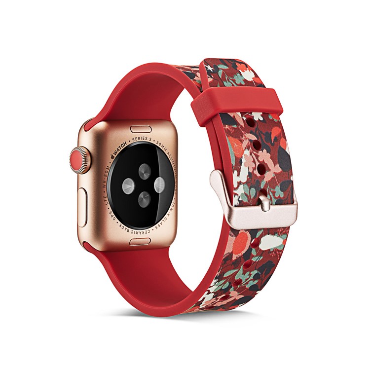 Pattern Printing Soft Silicone Wrist Watchband Strap for Apple Watch Series 4 40mm / Series 3 2 1 38mm - Vivid Flowers-1