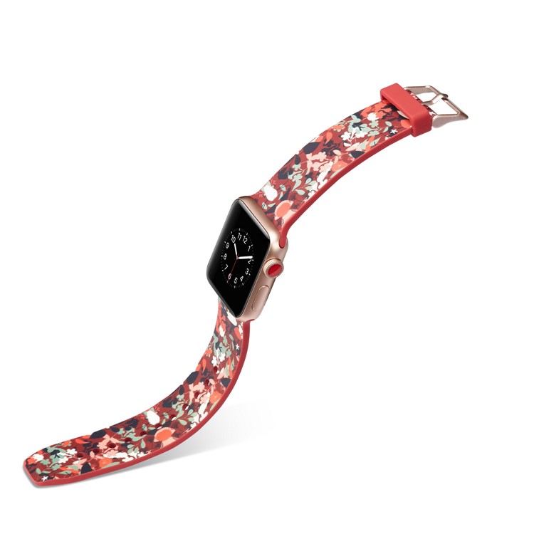Pattern Printing Soft Silicone Wrist Watchband Strap for Apple Watch Series 4 40mm / Series 3 2 1 38mm - Vivid Flowers-5