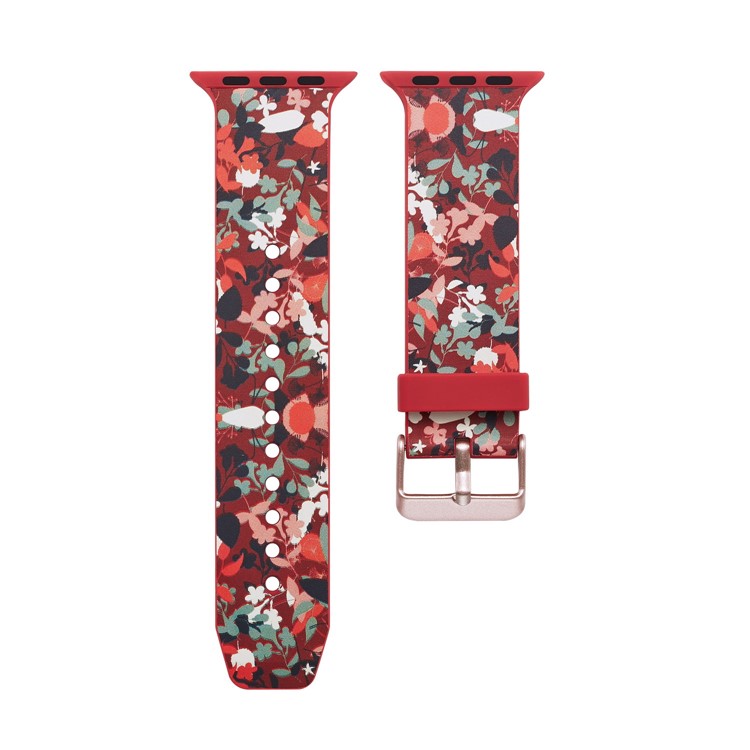 Pattern Printing Soft Silicone Wrist Watchband Strap for Apple Watch Series 4 40mm / Series 3 2 1 38mm - Vivid Flowers-7